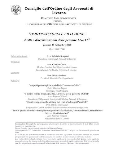 OMOTRANSFOBIA E FILIAZIONE: diritti e discriminazioni delle persone LGBTI